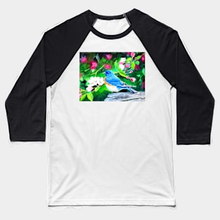 Eastern Bluebird in Blossoms Watercolor Painting Baseball T-Shirt